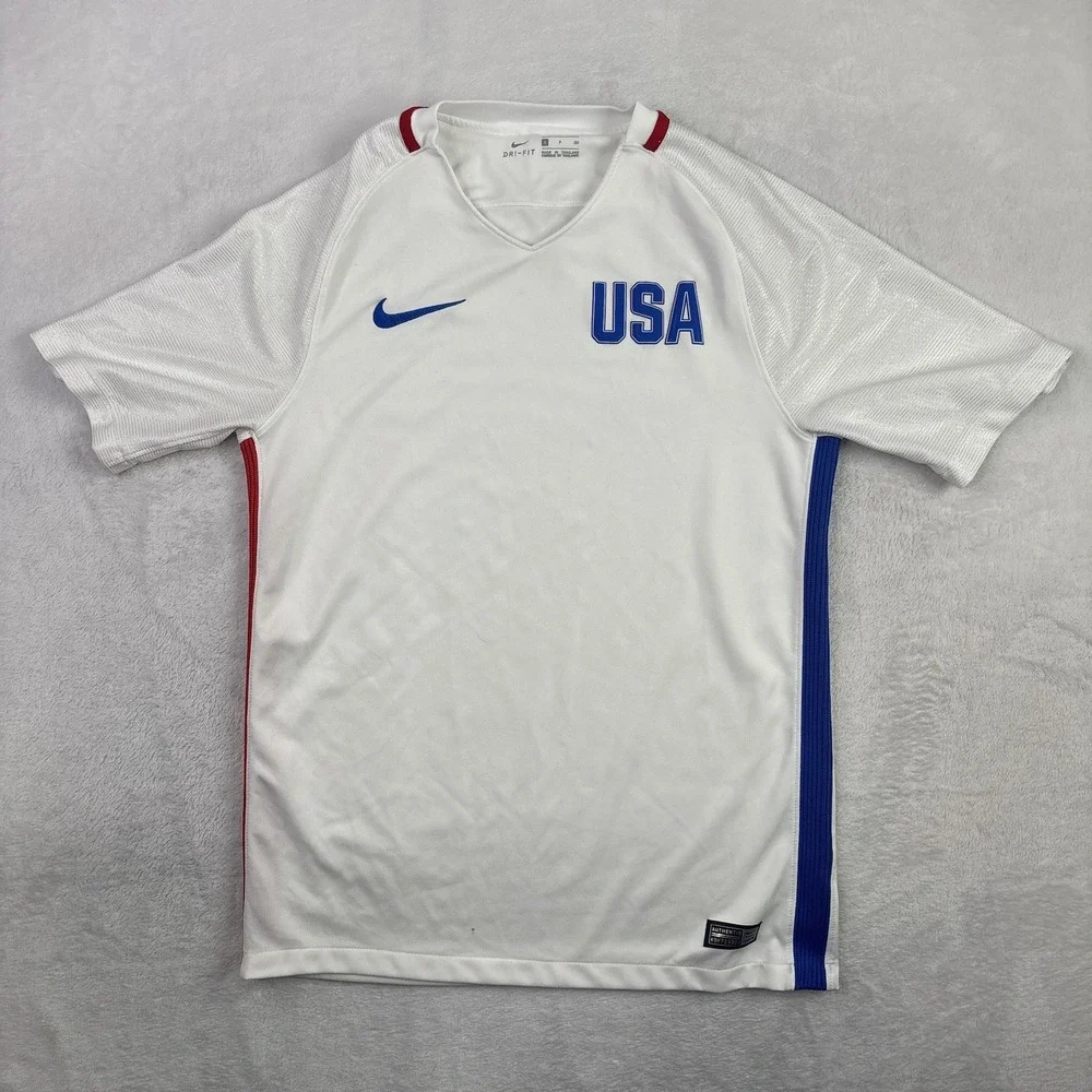 Nike Dri-Fit Stadium USA 2016 White Soccer Jersey Olympic Men's Small Stains